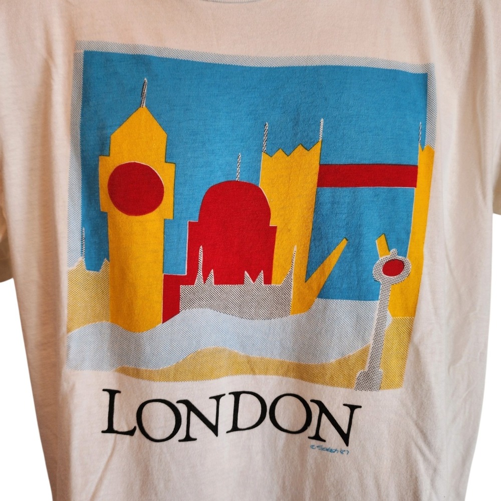 Best Sellers Vintage London T-Shirt 1987 Single Stitch Black XL - Picture 2 of 8